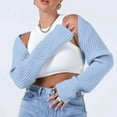 thumbnail image 5 of Odeerbi Sexy Cropped Cardigan Sweaters For Women Winter Solid Color Shrug Sweater Super Soft 2025 Long Sleeve Short Sweater Jacket Sky Blue, 5 of 9