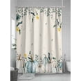 thumbnail image 5 of Fsddascl Thanksgiving Shower Curtain Set - Small 36" x 72" Washable Bathtub Curtain with 12 Hooks, Fall Blue White Pumpkin Leaves Vintage Waterproof Fabric Stall Shower Curtains for Bathroom/Bathtub, 5 of 6