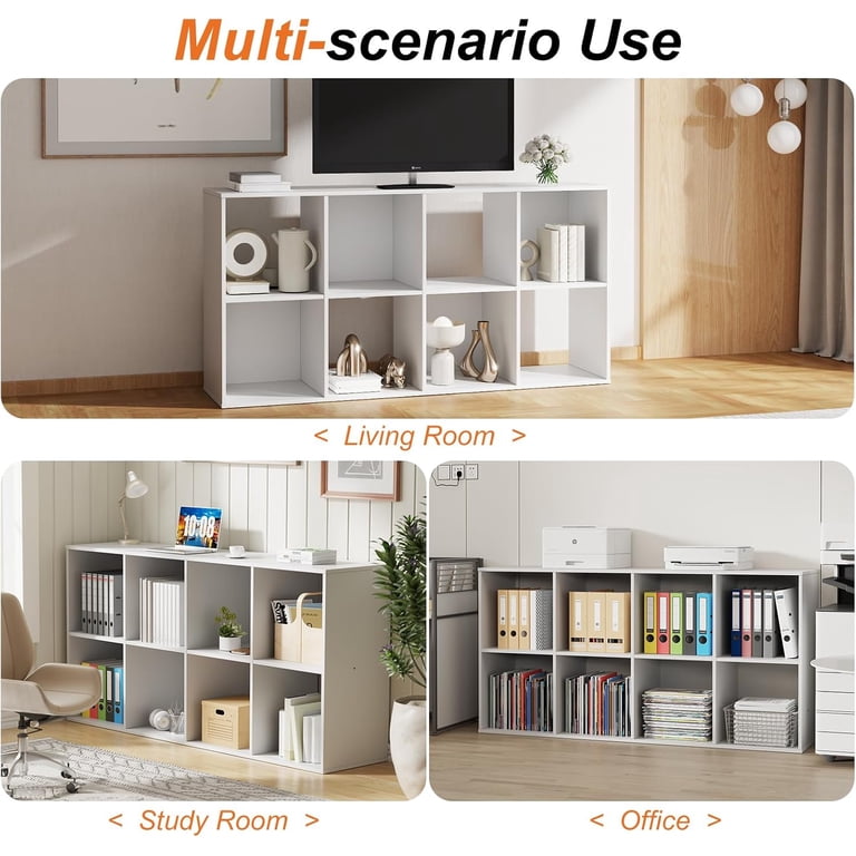 Taoset 8-Cube Storage Bookcase, White, 4-Tier photo 2