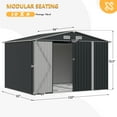thumbnail image 2 of Aoxun 10'x 8' Outdoor Storage Shed with Base Frame, Lockable Door, Galvanized Steel, Black, 2 of 10