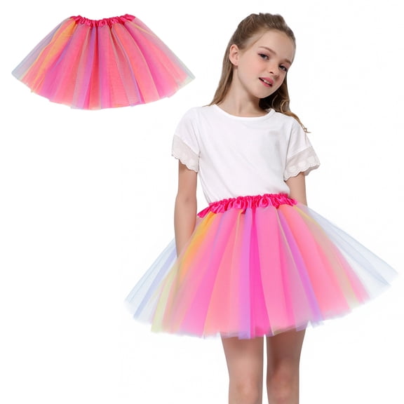 Kids Tulle Skirt Layers Pink Tutu Elastic Waist Girls Ballet Tutu Summer Princess Party Dress
