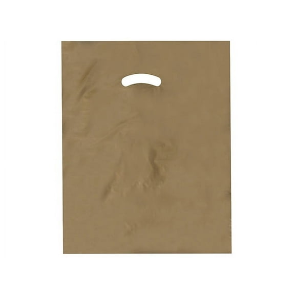 Pack Of 500, 15 x 18" x (With 4" Bottom Gusset) Solid Gold Super Gloss Recycled Plastic Bags 1.25 Mil Made in USA