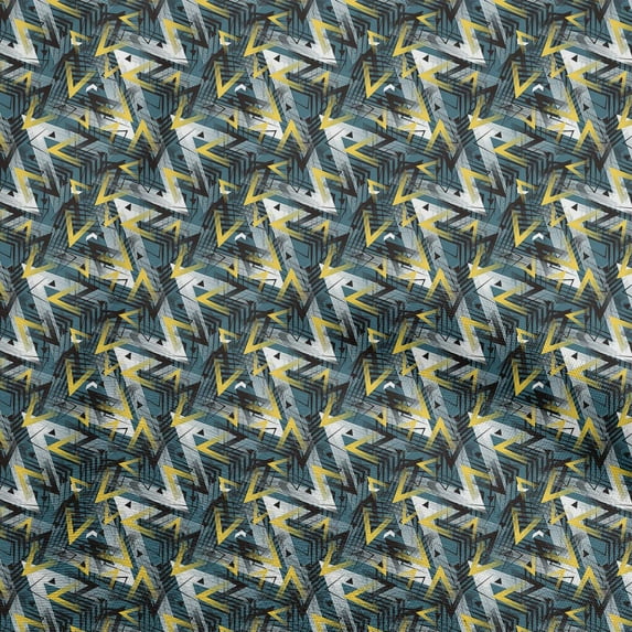 oneOone Viscose Chiffon Teal Blue Fabric Geometric Dress Material Fabric Print Fabric By The Yard 42 Inch Wide