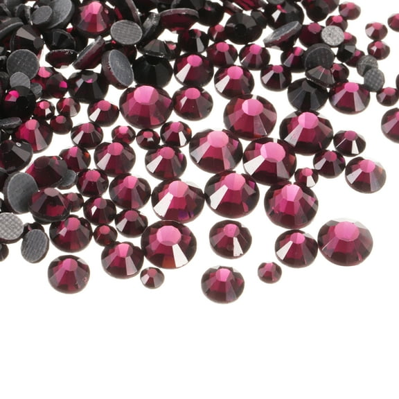 400 Pcs Hotfix Rhinestones Flatback Crystal Glass Gems with Clear Bag Nail Art Kit for Crafts Clothes DIY Decoration 5 Sizes (SS6-SS20 Set, Dark Purple)