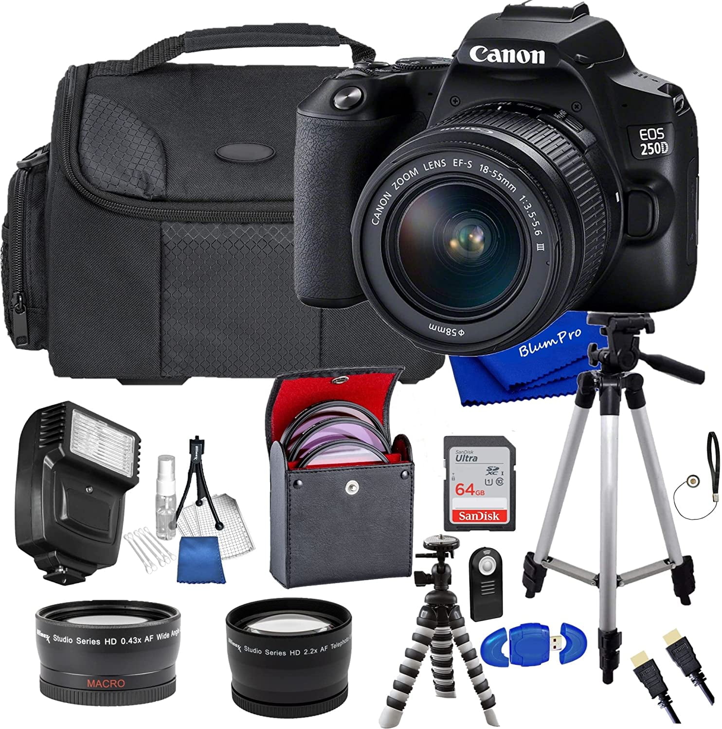 Canon EOS 250D DSLR/Rebel SL3 Camera Kit Canon EFS 1855mm F/3.55.6