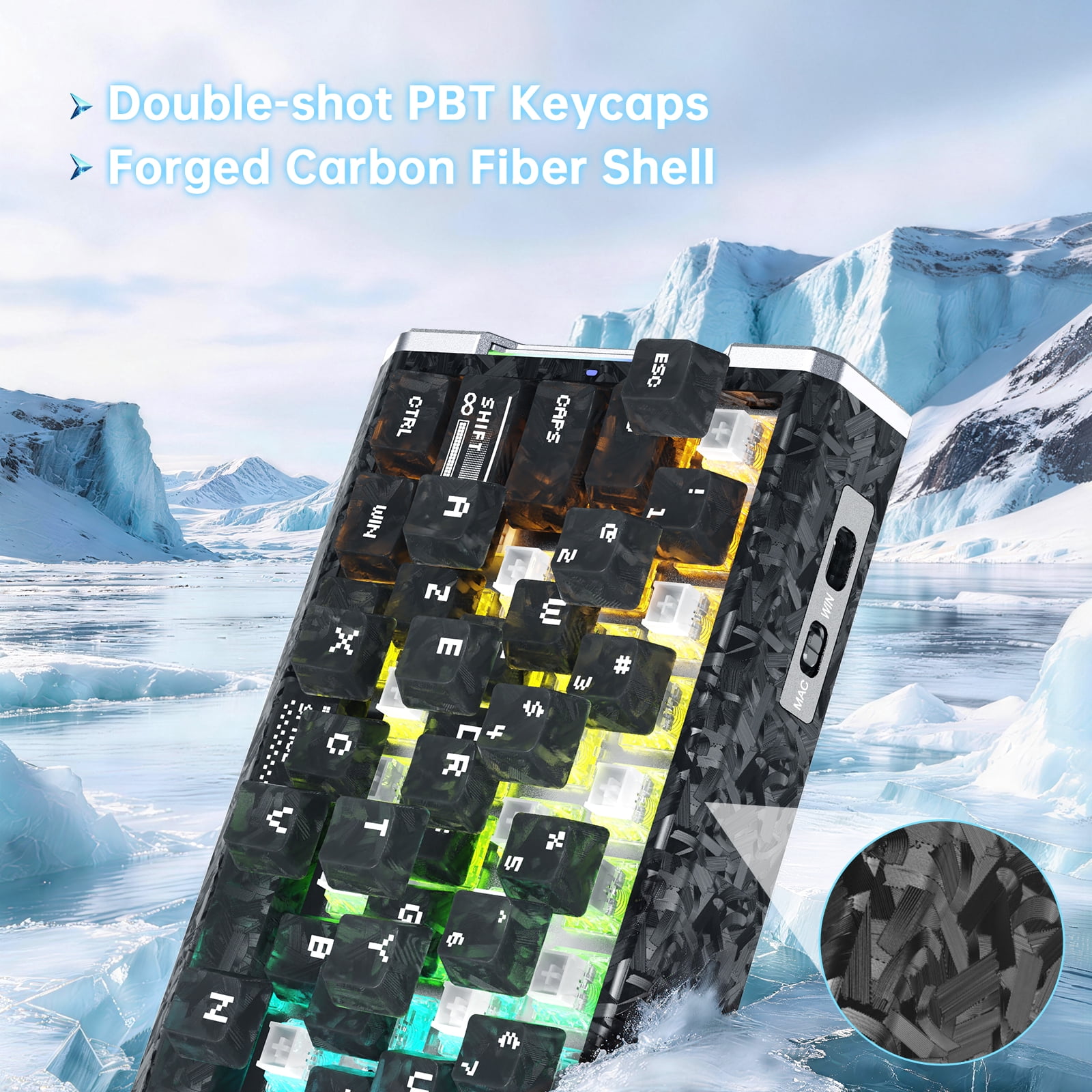 ATTACK SHARK R68 HE 8KHz RGB Gaming Corded Electric Computer Keyboard, Ink Black