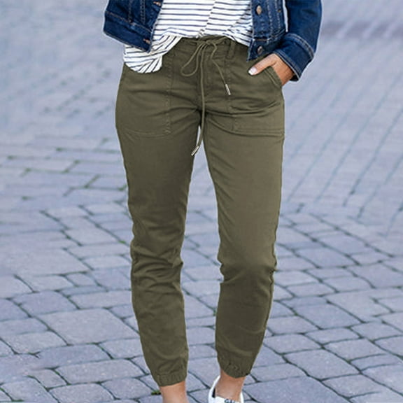 AOOCHASLIY Women Fall Pants Women's Solid Color Comfortable Leisure Pants Waistband Sweatpants Pants Length Pants