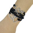thumbnail image 1 of Femmes Filles Rétro Bracelet Chanceux Numéro 8 et Noir Bracelet Femmes Double Coeur Tissage Bracelet, 1 of 1