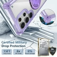 thumbnail image 3 of for Samsung Galaxy S24 Clear Case with Rotation Metal Ring Holder Stand, Support Magnetic Car Phone Mount Soft TPU Bumper PC Hard Corners Shockproof Protective Phone Case for Galaxy S24, Purple, 3 of 11