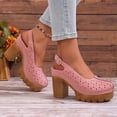 thumbnail image 6 of HomeDM Womens Platform Block Heels Sandals Slingback Closed Toe Dress Pumps Shoes for Summer Party Wedding, Pink Size 9, 6 of 10