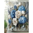 thumbnail image 2 of Fsddascl White Blue Spring Floral Shower Curtain Set - 72" x 78" Washable Bathtub Curtain with 12 Hooks, Pastoral Flowers Vintage Waterproof Fabric Stall Shower Curtains for Bathroom/Bathtub Décor, 2 of 6
