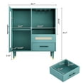 thumbnail image 2 of Modern Green Wine Bar Cabinet with Glass Rack, Tempered Glass Door, Drawers – Multi-Functional Buffet Sideboard for Home, Kitchen, Dining, Living Room – Color: Green, 2 of 7