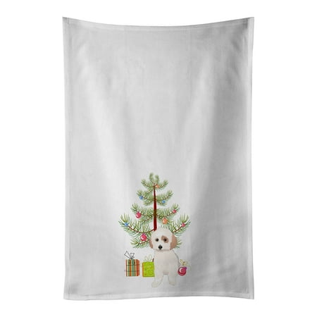 

Shih-Tzu White and Red Christmas White Kitchen Towel Set of 2 19 in x 28 in
