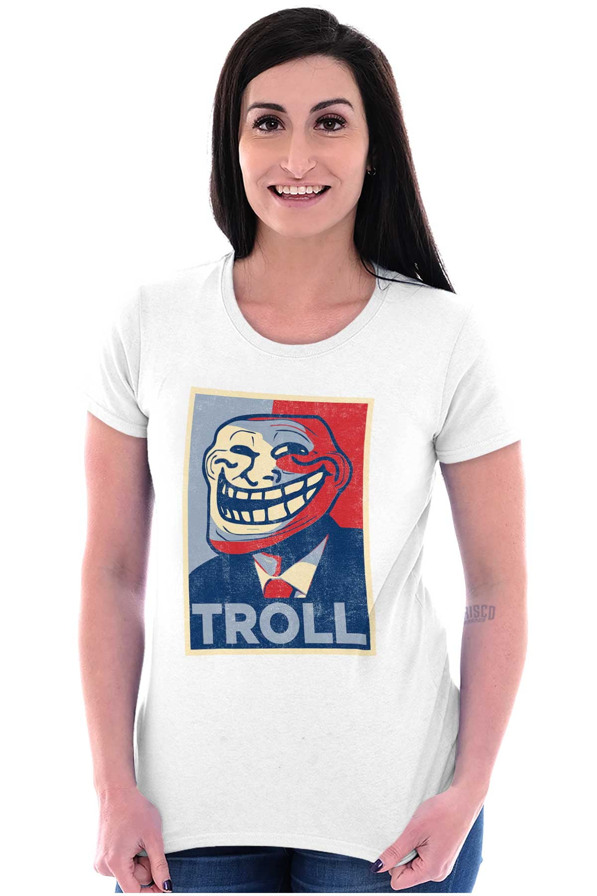 Troll Womens T-Shirt funny Face Internet Meme Forum ladies Mugshot online  lol