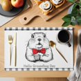 thumbnail image 2 of Groundhog Day Placemats Set of 4, Red Bow Knot Black Plaid Placemats for Dining Table, Place Mats for Kitchen Tabletop, Waterproof Wipeable Dining Table Mats Set, 2 of 9