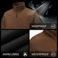 thumbnail image 6 of Muvtei Men's Softshell Jacket Fleece Lined Waterproof Stand Collar Soft Lightweight Shell Rain Jacket Windbreaker Outdoor Hiking Brown 2XL, 6 of 9