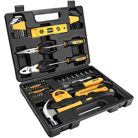 

luxury DEKOPRO 65 Pieces Tool Set General Household Hand Tool Kit with Storage Case Plastic ToolBox