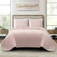 thumbnail image 2 of Chezmoi Collection Austin King Oversized Bedspread Set, 3-Piece Lightweight Microfiber Quilted Coverlet for All Seasons, Blush, 2 of 8