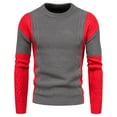 thumbnail image 2 of qucoqpe Men's Casual Color Block Long Sleeve Crewneck Cable Knit Pullover Sweater, 2 of 5