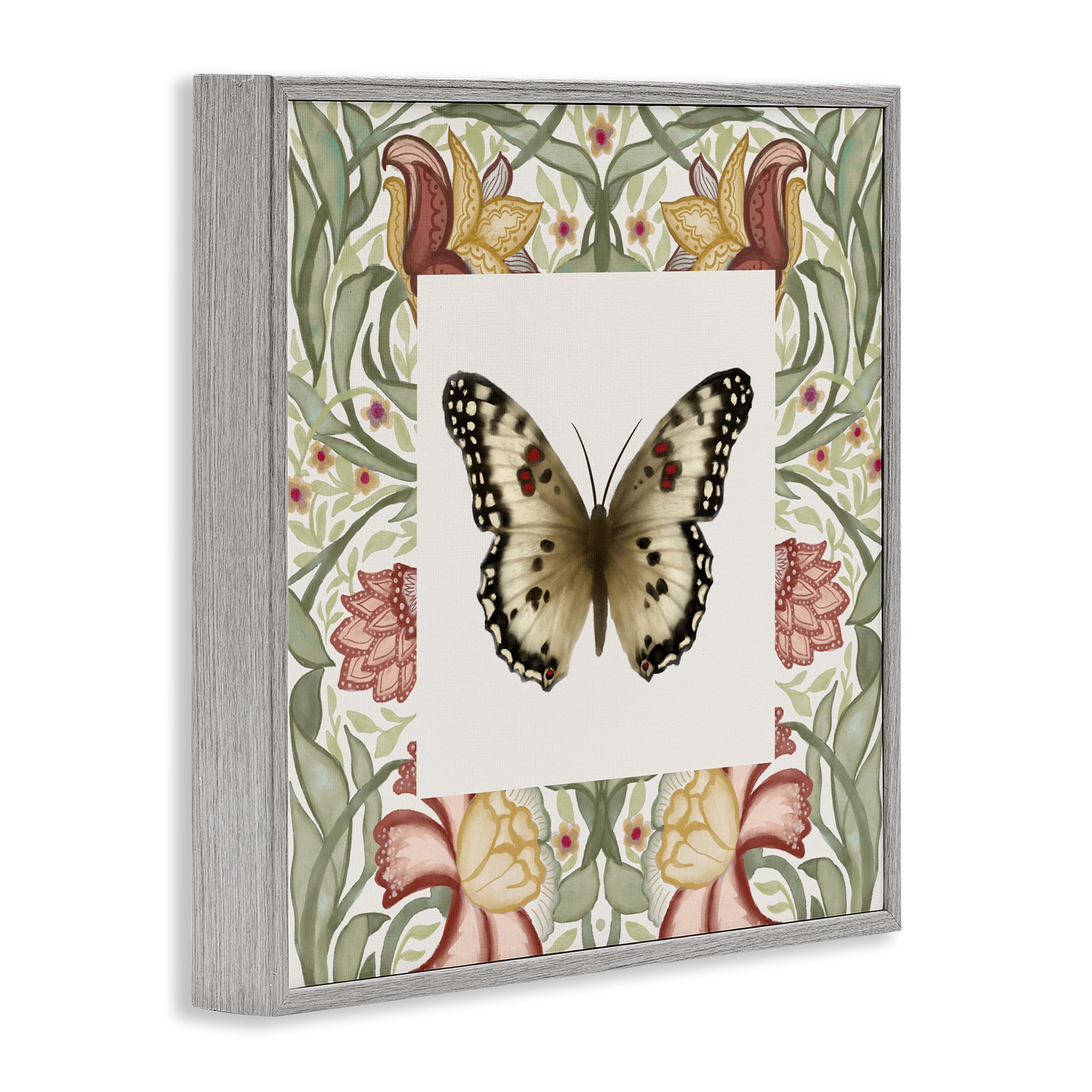 Stupell Industries Warm Toned Baroque Butterfly Gray Framed Giclee Art, design by Elizabeth Medley
