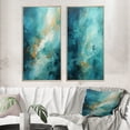 thumbnail image 1 of Designart "Turquoise Calm II" Abstract Landscapes Framed Wall Art Set Of 2 - Teal Landscapes Gallery Wall Frame Set For Home Decor, 1 of 6