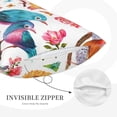 thumbnail image 5 of Naloa Flowers Birds And Butterflies Pillowcase, Throw Pillowcase, Wrinkle-Free, Stain-Resistant with Hidden Zipper for Bedroom Sofa - 16"x24", 5 of 9