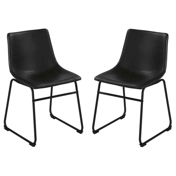 Cortesi Home Casablanca Dining Chair in Chalkboard Black Faux Leather (Set of 2)