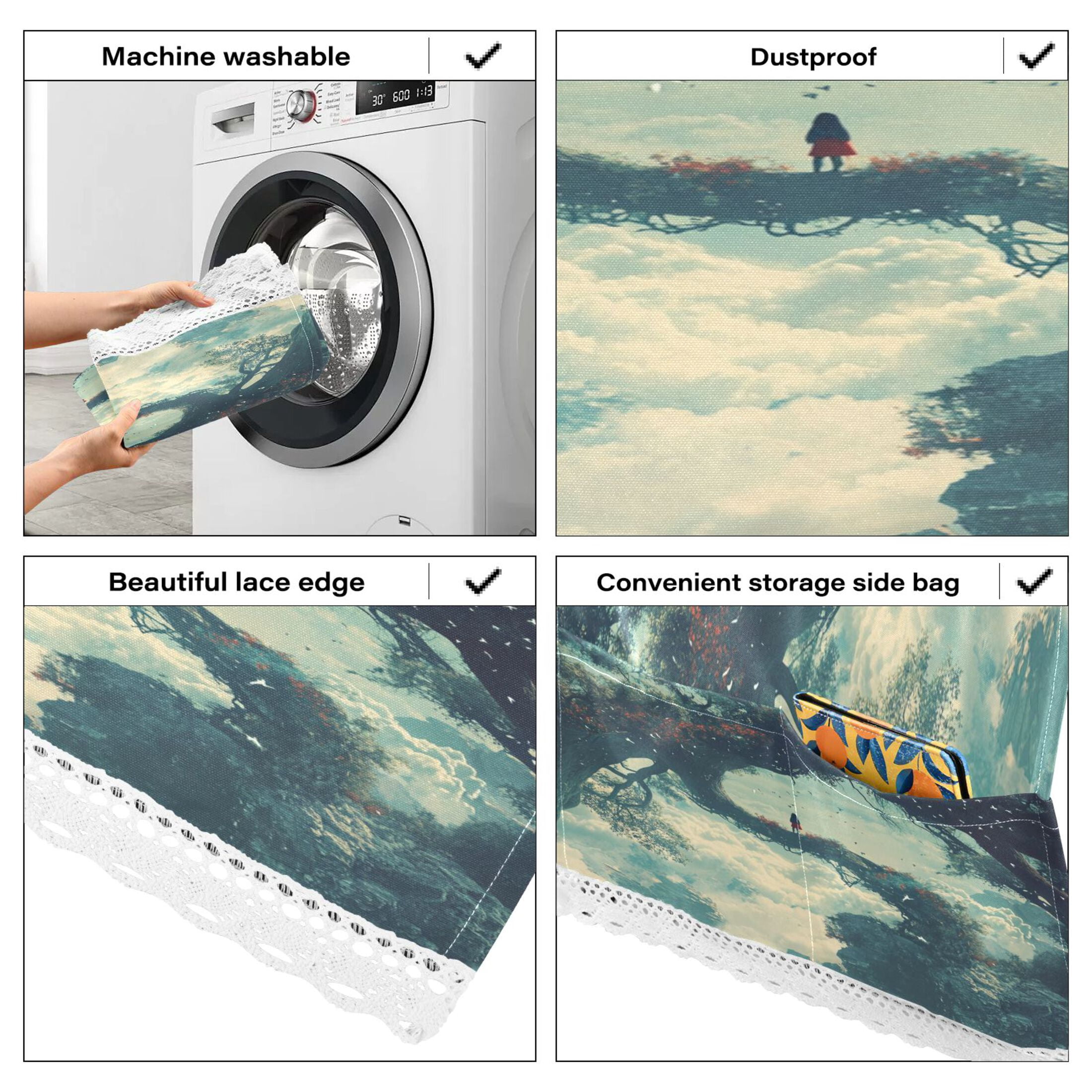 A Giant Tree in The SkyWasher and Dryer Covers Dust-Proof and Oil Resistant Fridge Cover with 4 Storage Pockets Washing Machine Top Cover for Laundry Kitchen Home 51.2 x 22 In