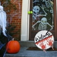 thumbnail image 3 of Featival Doorplate Halloween Round Hanging Wooden Door Wall Decorations Wooden Hanging Plaque Horror Welcome Sign 3D Sign 4, 3 of 8