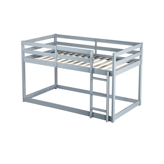 Grey Twin over Twin Configuration | Loft Bed with Large Under - Bed Area for Flexible Use | Allows for Bedroom Organization