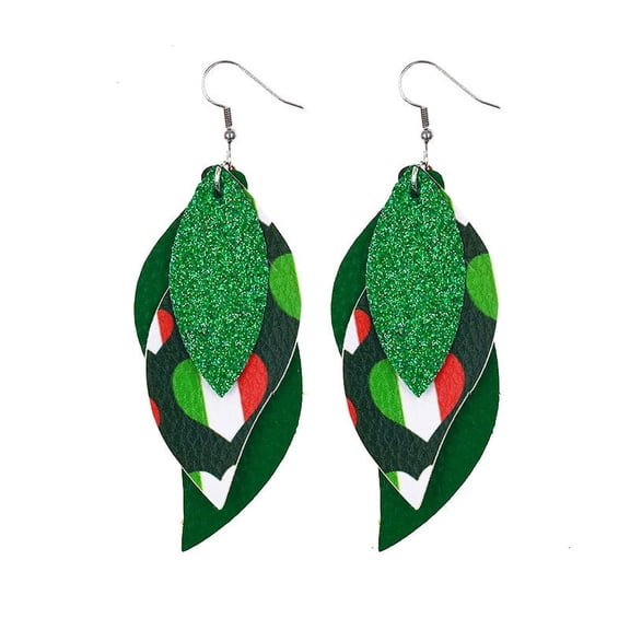 YYKihy Women Fashion ST. Patrick's Day Green Drop Shape Printing Earrings Ear Studs