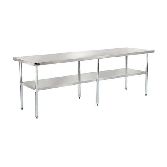 96"W x 30"D 18 Gauge 430 Stainless Steel Workbench with Galvanized Legs & Undershelf