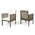 thumbnail image 2 of JERFIT Outdoor Acacia Wood Club Chairs Set of 2, Waterproof Patio Lounge Seating with Gray Wood Frame and Cream Cushions for Garden, Poolside, 2 of 10