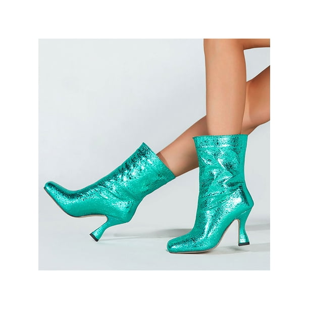 Woobling femmes bottines tirer sur des talons hauts confort bottes d hiver respirant mode botte en plein air paillettes robe d contract e bottines