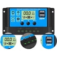 thumbnail image 1 of Controlador de carga de 30 A con pantalla LCD y dos puertos USB para baterías de plomo-ácido Regulador solar de batería PWM inteligente de 24 V/12 V, 1 of 5