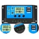 thumbnail image 1 of Controlador de carga del regulador del panel solar de la batería inteligente PWM de 30 A 12 V/24 V con pantalla LCD de puerto USB dual de 5 V para baterías de plomo-ácido (30 A), 1 of 5