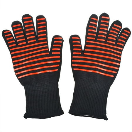 Flame Resistant Gloves - ABLEGRID BBQ & Ove Gloves are Extremely Flame & Heat Resistant Barbecue Mitts with Silicone Fingers for Grilling, Fireplace or Kitchen Oven - EN407 Rated to 932 Fahrenheit