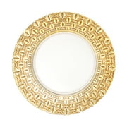 Simply Elegant 13" Clear Glass Round Charger Plates (4-Set) with Shining Pattern Design Etched Rim (Gold)