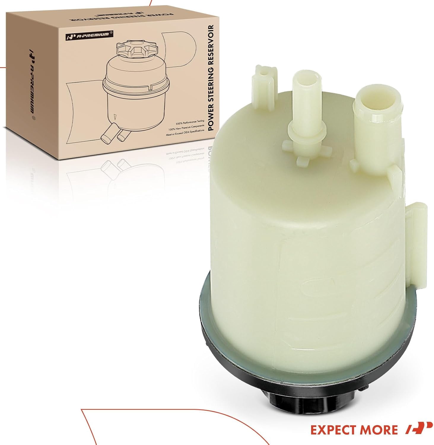 A-Premium Power Steering Reservoir/Tank with Cap Compatible with Volvo S80 2007-2014, V70 2008-2010, XC70 2008-2010, XC90 2007-2014, 3.0L 3.2L 4.4L