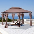 thumbnail image 4 of Outsunny 9.2 ft x 9.75 ft Outdoor Soft Top Gazebo W/ Curtains, Patio Gazebo, 77 lbs., Khaki, 4 of 10