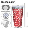thumbnail image 4 of 16oz Tumblers Red Christmas Pattern Stainless Steel Vacuum Insulated Double Wall Travel Tumbler Cups Mug with Lid and Straw,Cleaning Brush for Coffee,Tea, 4 of 4
