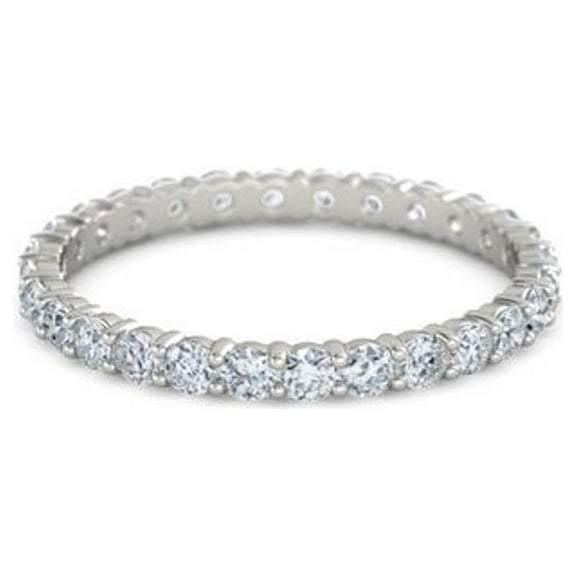 925 Sterling Silver Full Eternity White Cubic Zircon Round 2.50 MM Women Stacking Ring Size US- 5.5