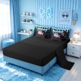 thumbnail image 4 of meiyoeat Cartoon Bass Fish Twin Bedding for Boys Girls Kids, Candy Wildlife Ice Cream Drip Bedding Comforter Set, Black Pink, Black Reversible, 7-Piece, 4 of 5