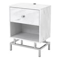 thumbnail image 3 of Camelia 1-Drawer and 1-Shelf Wood End Table with USB Port, White Marble, 3 of 9