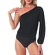 thumbnail image 1 of Bodysuit de un solo hombro INSPIRE CHIC para mujeres, de manga larga, casual y de canalé, 1 of 5