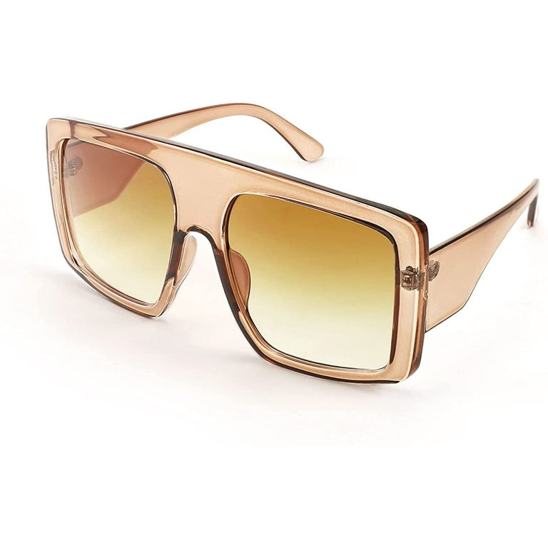 FEISEDY Trendy Baddie Oversized Sunglasses Square Hiphop Flat Top