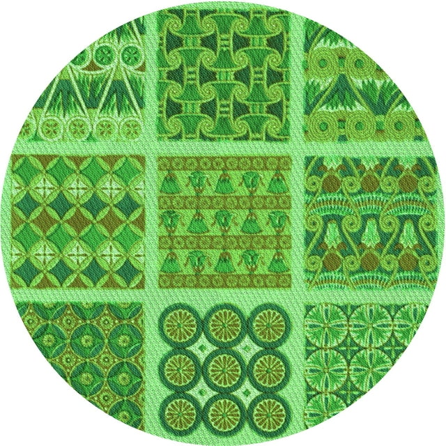 Ahgly Company Machine Washable Indoor Square Transitional Emerald Green Area Rugs, 3' Square