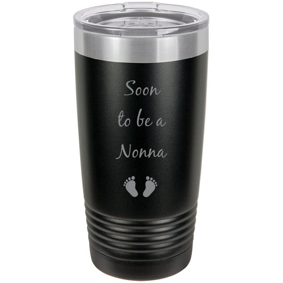 Soon to be a Nonna Stainless Steel Engraved Insulated Tumbler 20 Oz Travel Coffee Mug, Black