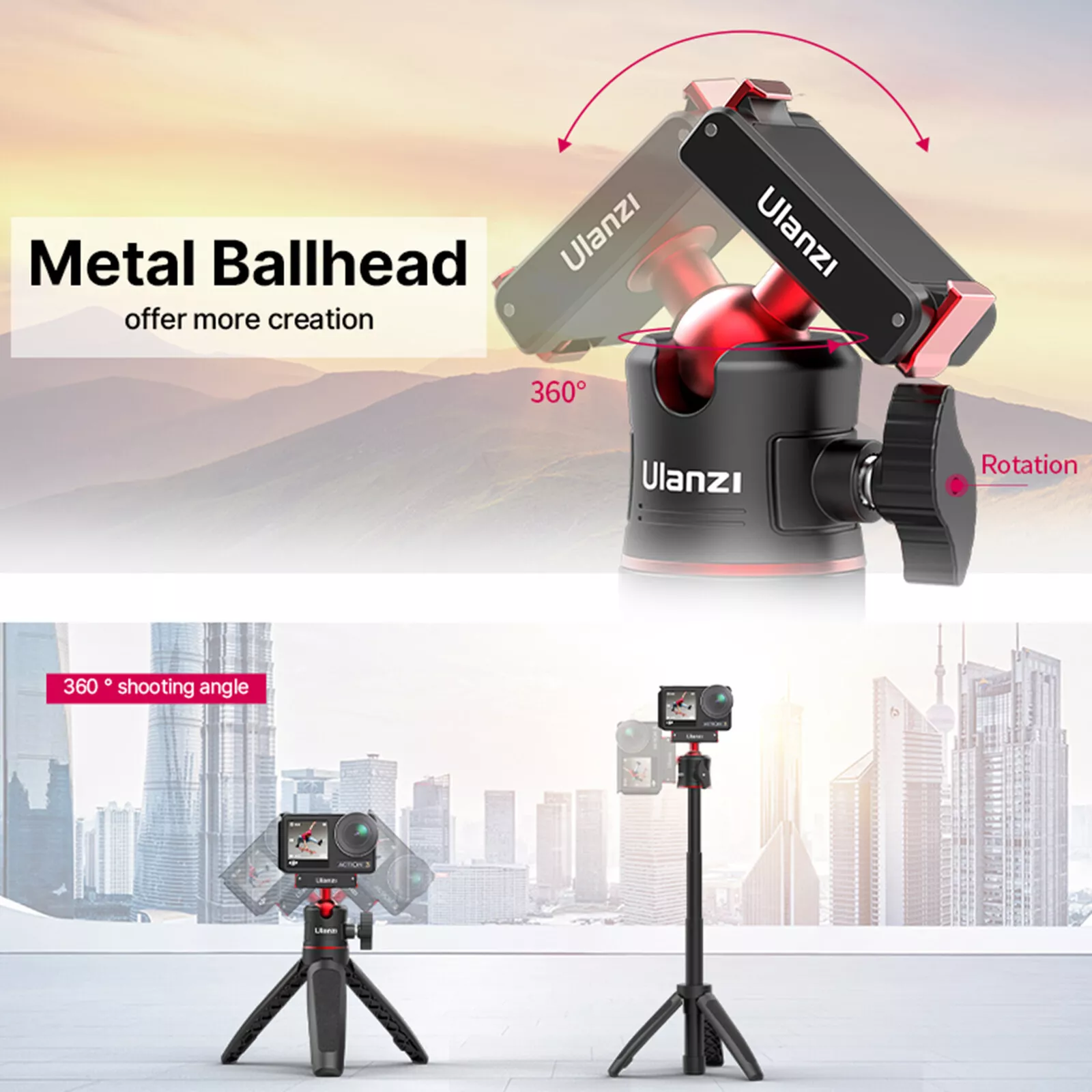 Ulanzi MT-50 Extendable Magnetic Tripod for DJI Osmo Action 3/4 – Portable & Versatile Tripod for Content Creators