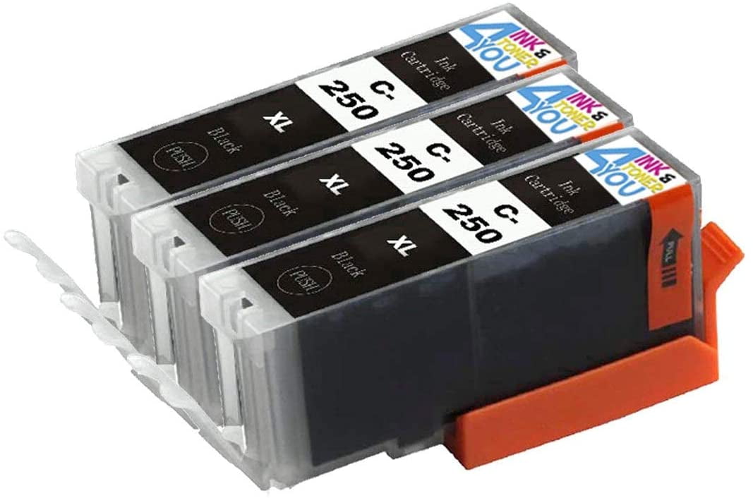 3 Pack - Compatible Ink Cartridges for Canon PGI-250 XL Black Inkjet Cartridge Compatible With 
